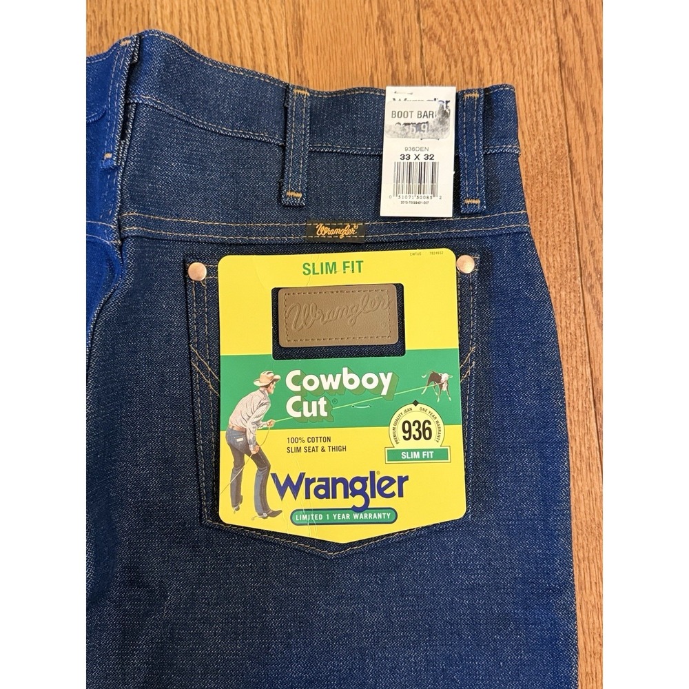 NWT Wrangler 936 Cowboy Cut Slim Fit Western Denim Jeans 33x32 100% Cotton - Picture 2 of 8